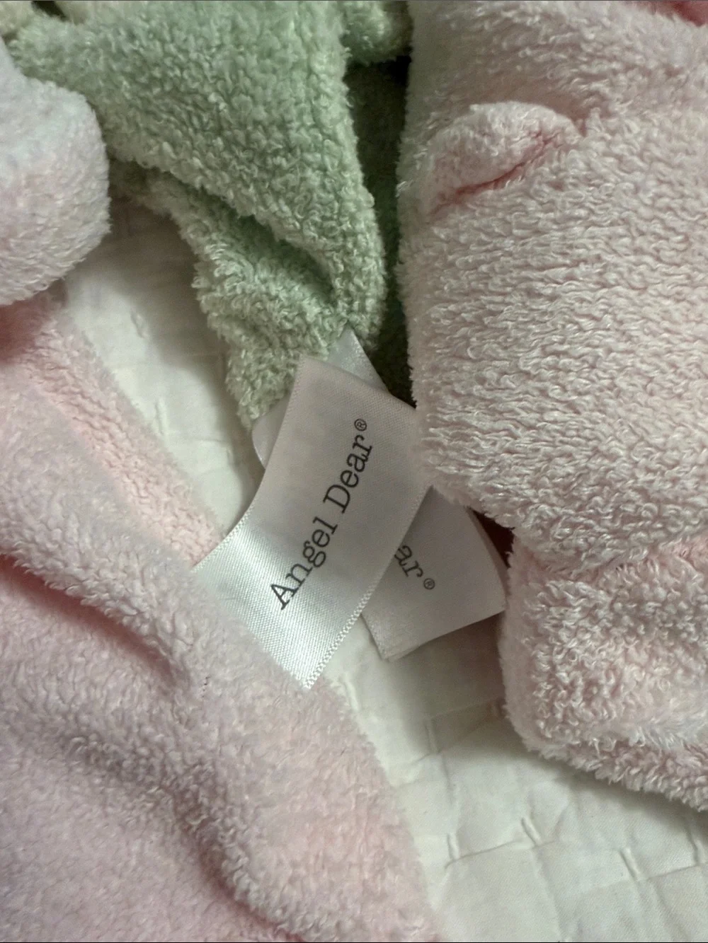 Angel Dear Pink Bunny Lovey Duo with Green Daisy Lovey